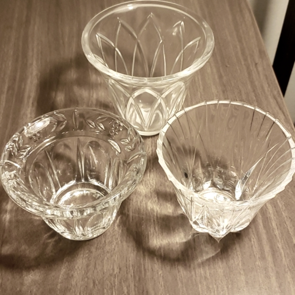 3 glass votive cups